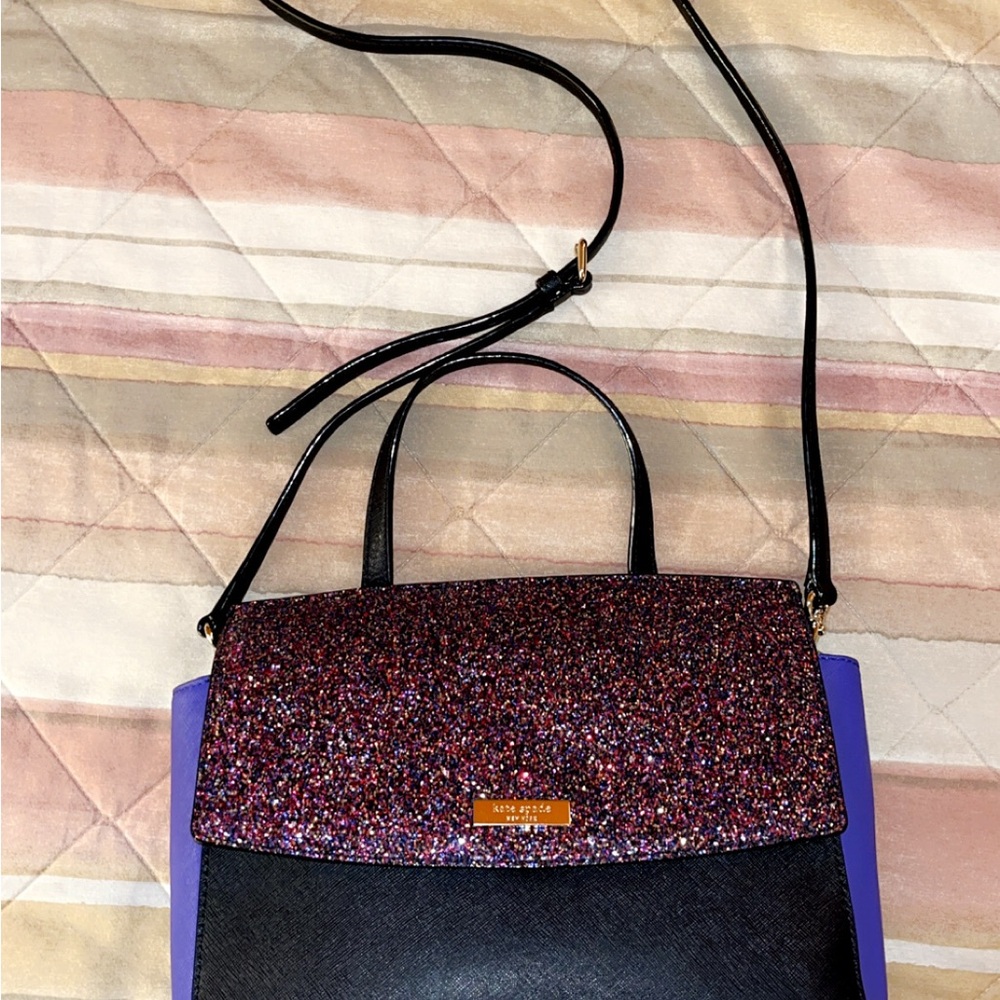 Kate Spade Black and Purple Glitter Bag